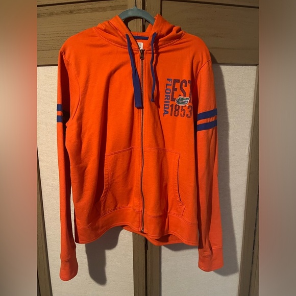 Orange Hoodie with Blue Accents - Picture 1 of 7